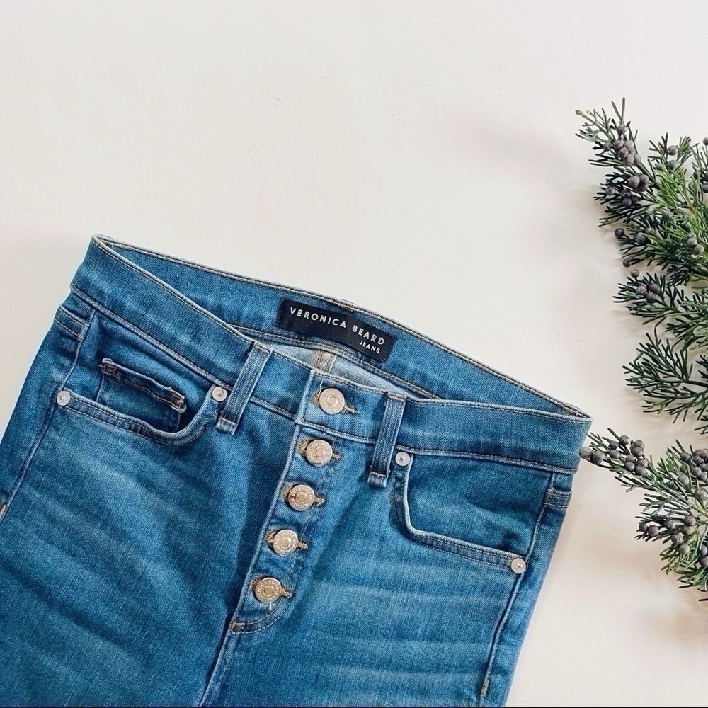 Veronica Beard Carly Jeans – High Rise Kick Flare, Blue Denim size 24 - Picture 2 of 8